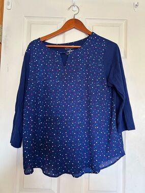 Van Heusen Navy Polka Dot Blouse